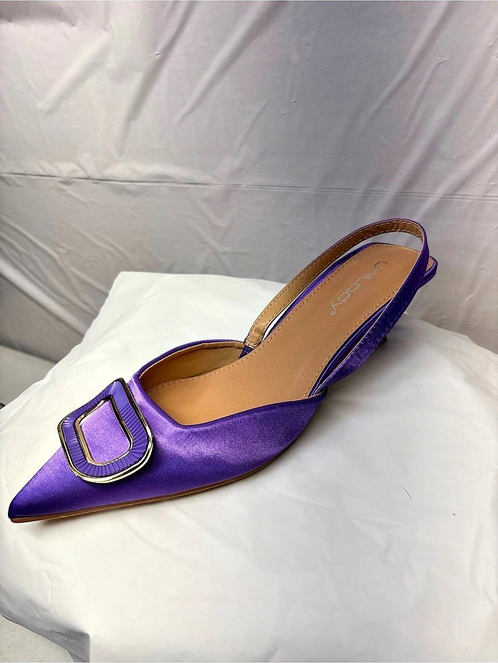 J. Renée Pointed Toe Slingback Heels in Purple US 6.5